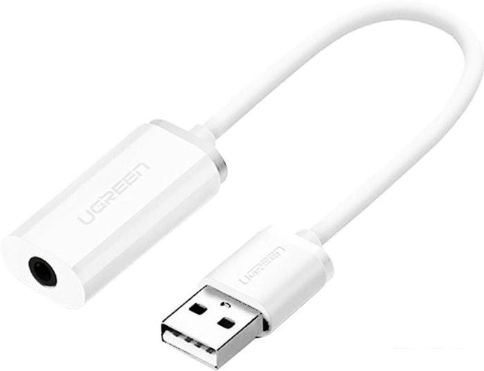 Адаптер Ugreen US206 30712 USB Type-A - 3.5 мм (0.15 м, белый) - фото 1 - id-p222055507