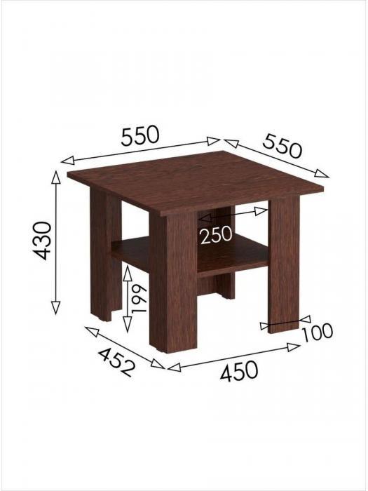Журнальный столик NS44 коричневый деревянный кофейный чайный стол из дерева газетница с полкой в гостиную - фото 3 - id-p222629273