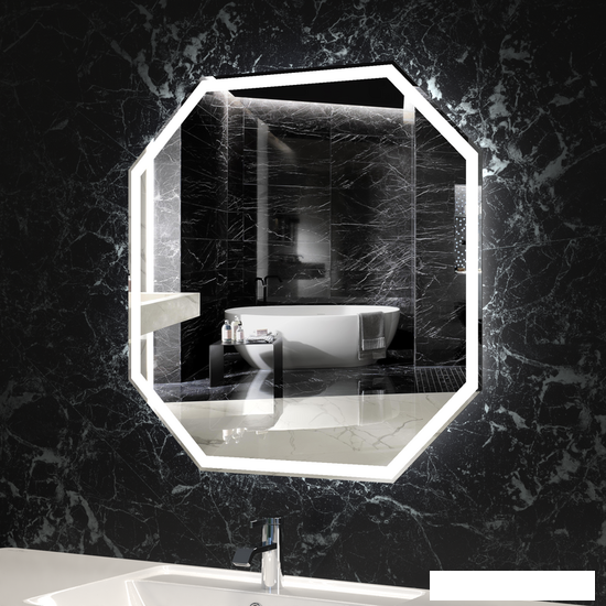 Пекам Зеркало LED Octagon-80x80dpcl (взмах руки/подогрев/часы) - фото 1 - id-p221675259