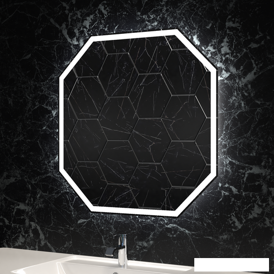 Пекам Зеркало LED Octagon-80x80dpcl (взмах руки/подогрев/часы) - фото 2 - id-p221675259