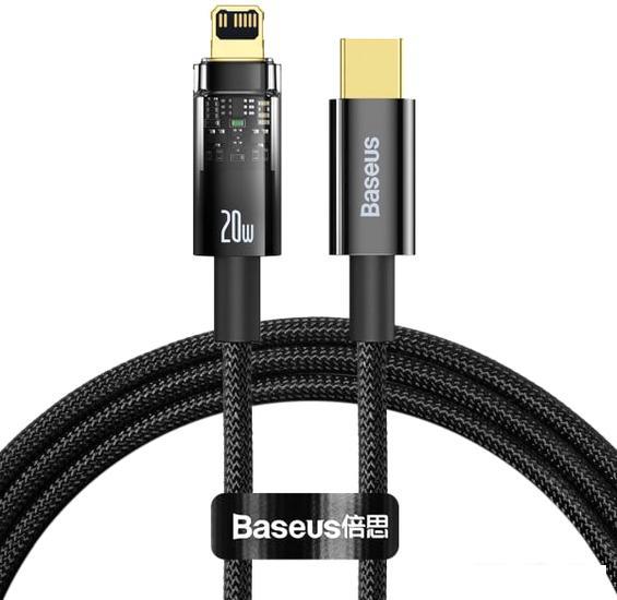 Кабель Baseus Explorer Series Auto Power-Off Fast Charging USB Type-C - Lightning (2 м, черный) - фото 1 - id-p221675313