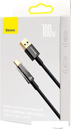Кабель Baseus Explorer Series Auto Power-Off Fast Charging USB Type-A -USB Type-C (1 м, черный) - фото 4 - id-p221675366