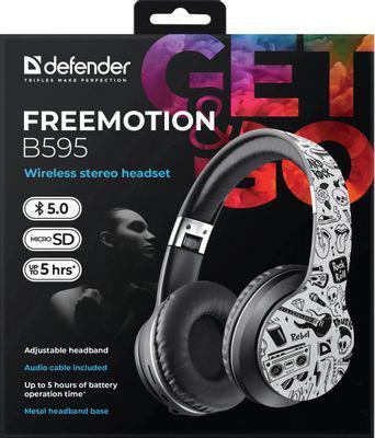 Гарнитура Defender FreeMotion B595, для компьютера/мобильных устройств, накладные, bluetooth, черный / рисунок - фото 8 - id-p220589736