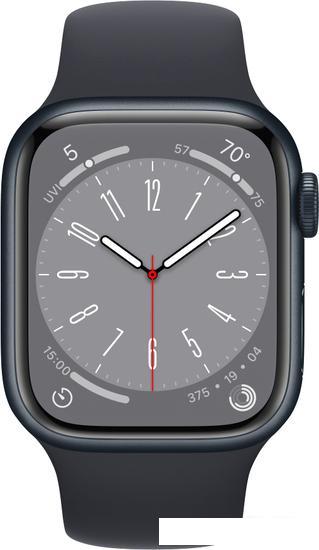 Умные часы Apple Watch Series 8 41 мм (алюминиевый корпус, полуночный/полуночный, спортивный силиконовый - фото 3 - id-p222167603