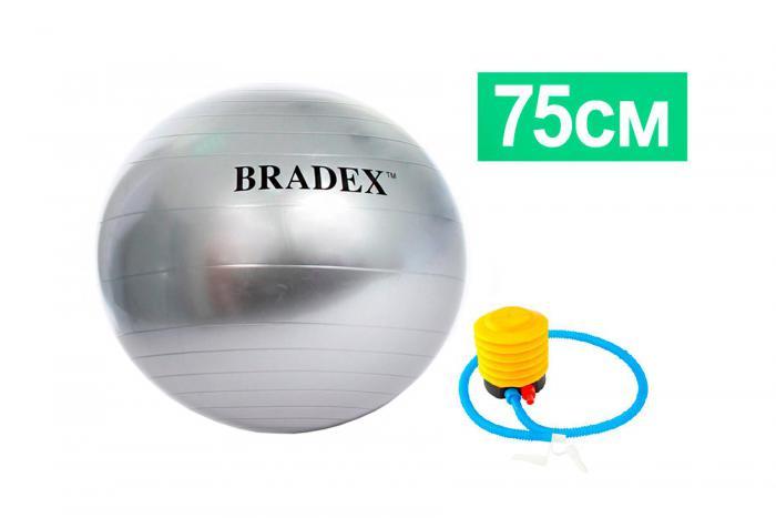 Мяч для фитнеса антивзрыв 75 см с насосом (fitball anti burst 75cm with pump / Cool grey 4C), Bradex SF 0380