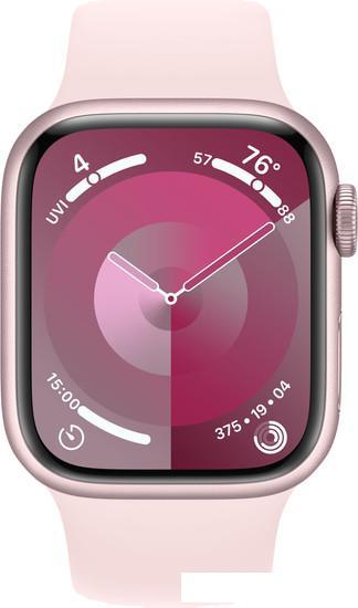 Умные часы Apple Watch Series 9 41 мм (алюминиевый корпус, розовый/розовый, спортивный силиконовый р - фото 4 - id-p222142918