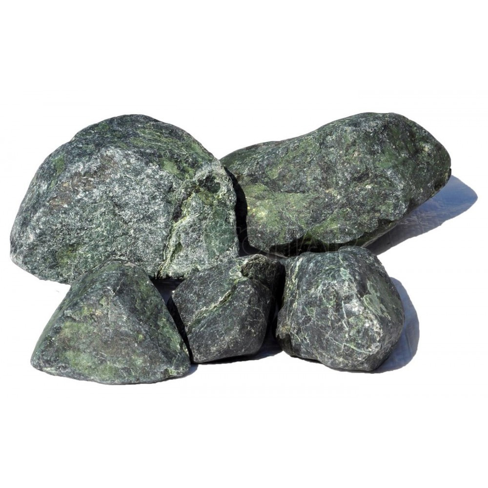 Камни для бани Змеевик (серпентинит) обвалованный 20кг (крупный)