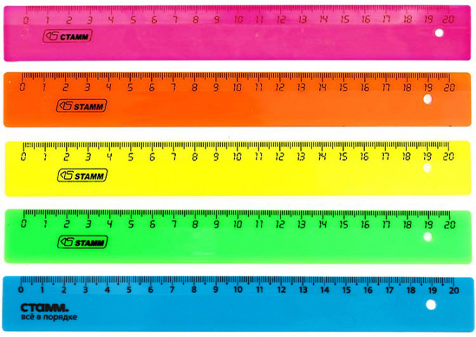 Линейка пластиковая «Стамм» 20 см, флуоресцентная, ассорти (цена за 1 шт.) - фото 1 - id-p196932187
