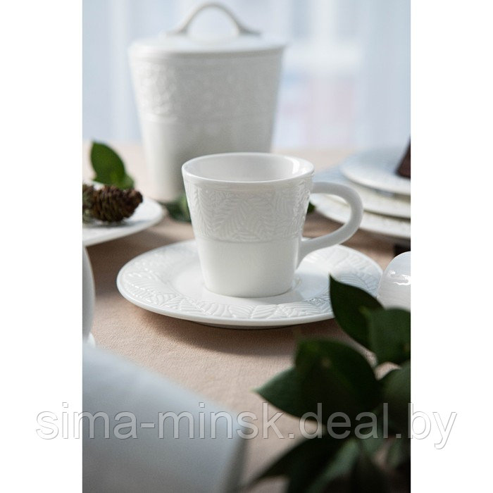 Кофейная пара фарфоровая Magistro Сrotone, 2 предмета: чашка 100 мл, блюдце d=15 см, цвет белый - фото 4 - id-p222778637