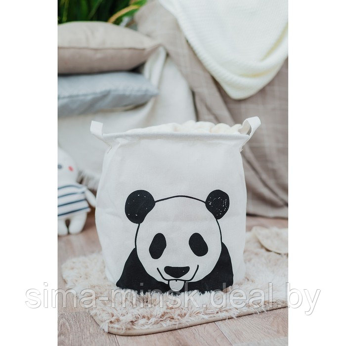 Корзина бельевая текстильная Доляна «Панда», 30×30×30 см, цвет белый - фото 4 - id-p222778841