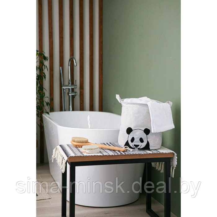 Корзина бельевая текстильная Доляна «Панда», 30×30×30 см, цвет белый - фото 5 - id-p222778841