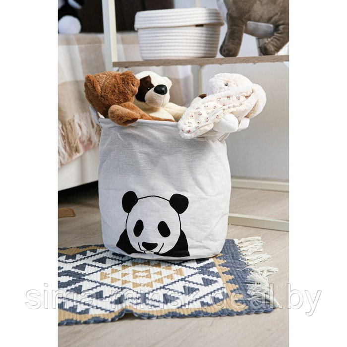 Корзина бельевая текстильная Доляна «Панда», 30×30×30 см, цвет белый - фото 6 - id-p222778841
