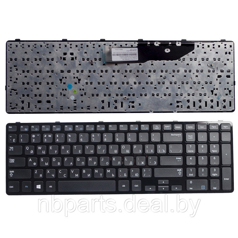 Клавиатура для ноутбука Samsung NP350E7C, чёрная, большой Enter, с рамкой, RU - фото 1 - id-p222784960