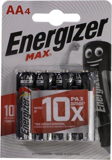 Батарея питания Energizer MAX (LR6) Size "AA" 1.5V щелочной (alkaline) уп. 4 шт - фото 1 - id-p222786251