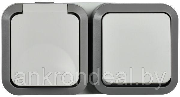 TORS Блок розетка + выключатель горизонтальный 16А IP55 TS242 белый IEK - фото 1 - id-p222714363