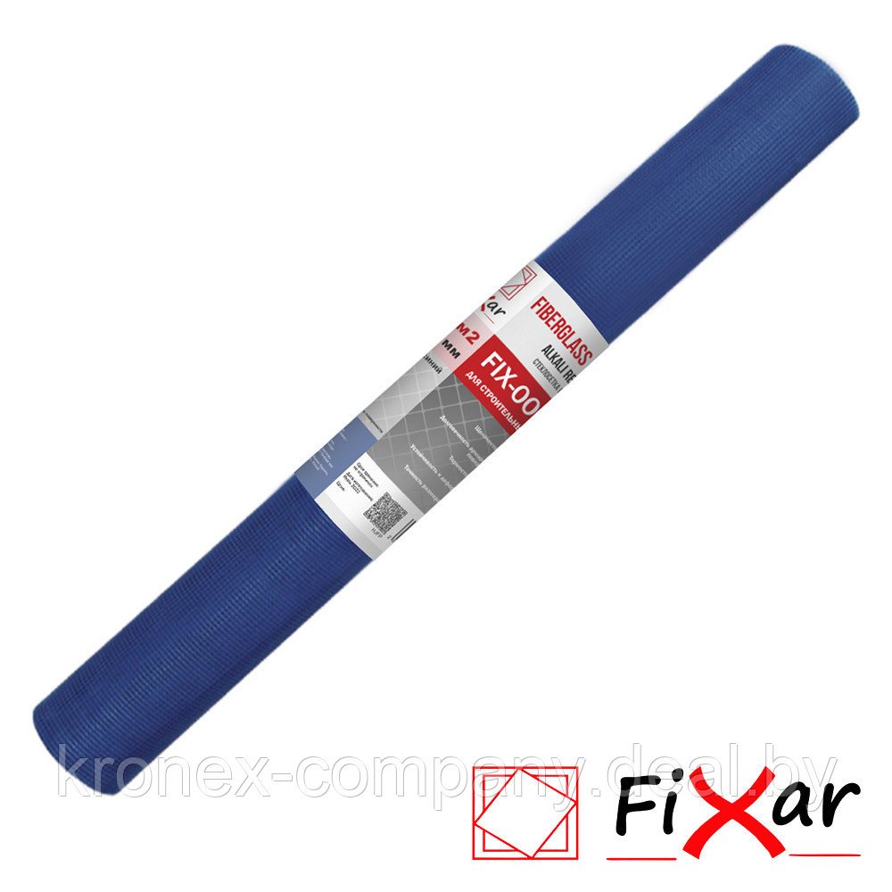 Стеклосетка штукатурная "Fixar" CCШ-160, 5х5 мм, разрыв 1800, синяя, рулон 1х10м - фото 1 - id-p117065637