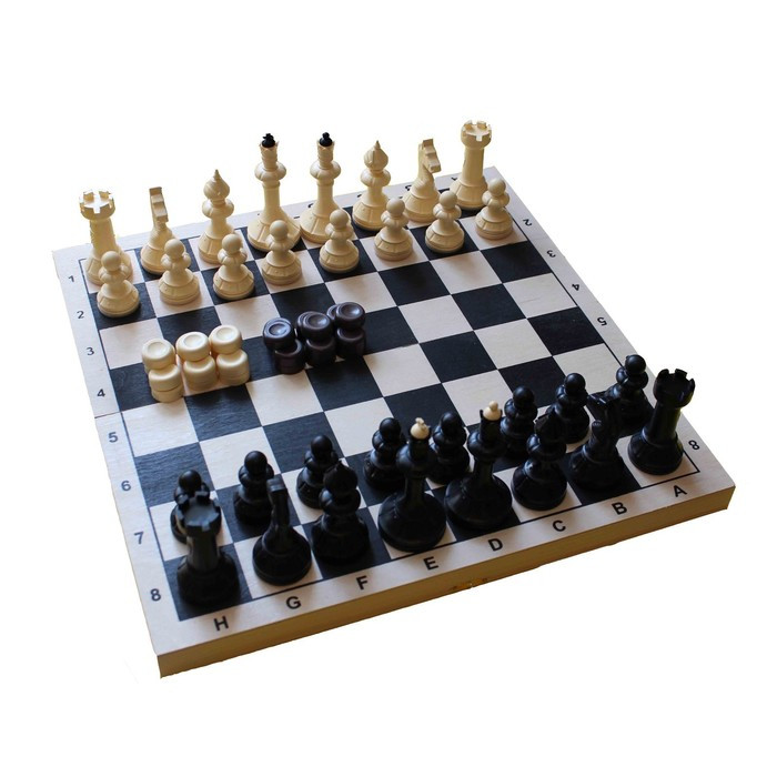 Игра настольная 3в1: шахматы, шашки, нарды 40х40 см, король h=10 см - фото 1 - id-p222788050
