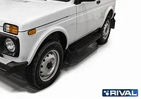 Порог-площадка "Black" RIVAL Lada 4x4 1993-/ Lada Niva Legend, 2021-