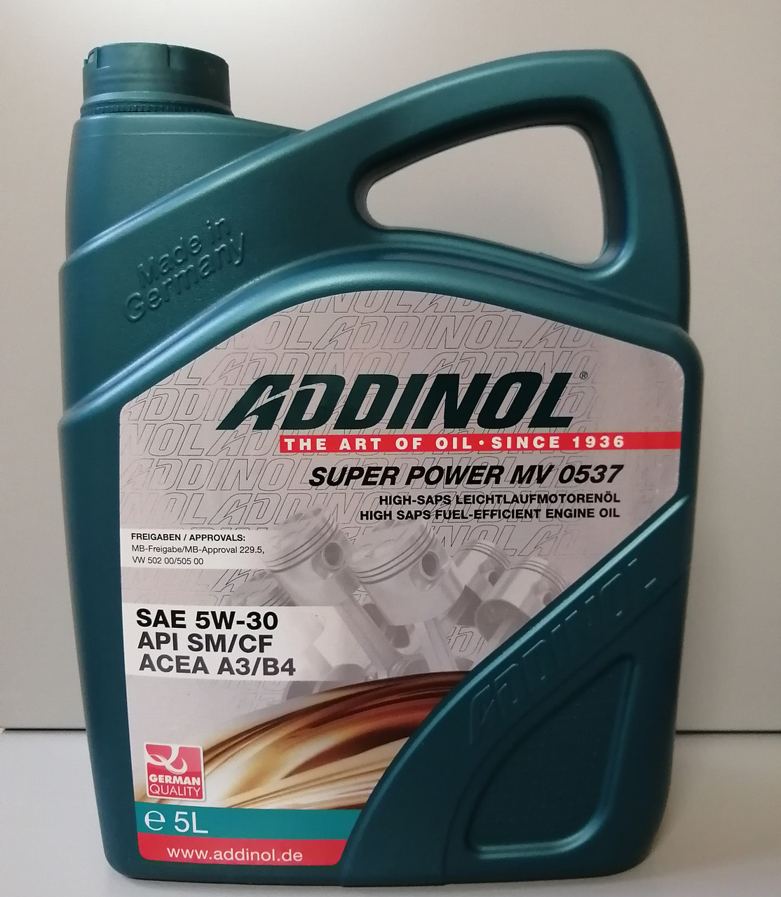 Масло моторное ADDINOL синтетическое SUPER POWER MV 0537, 5W30, 5л