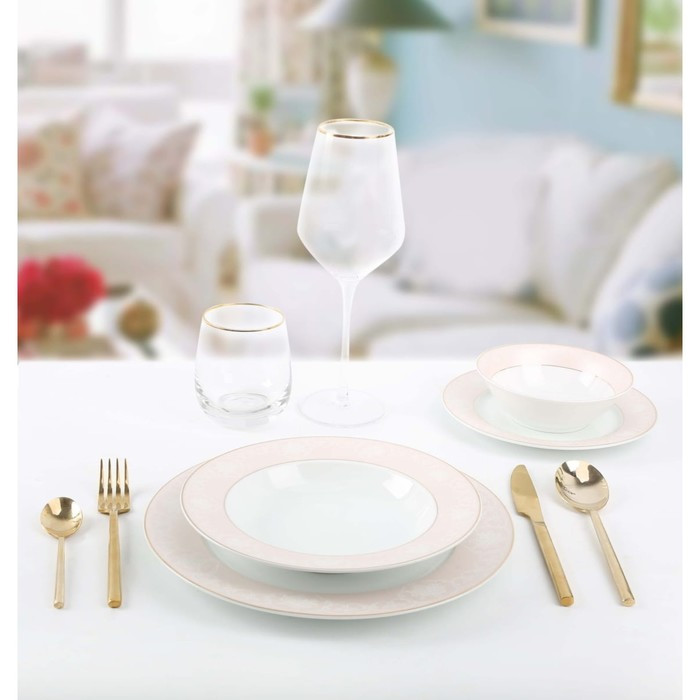 Набор столовой посуды из фарфора, 24 предмета, белый - фото 1 - id-p222796053