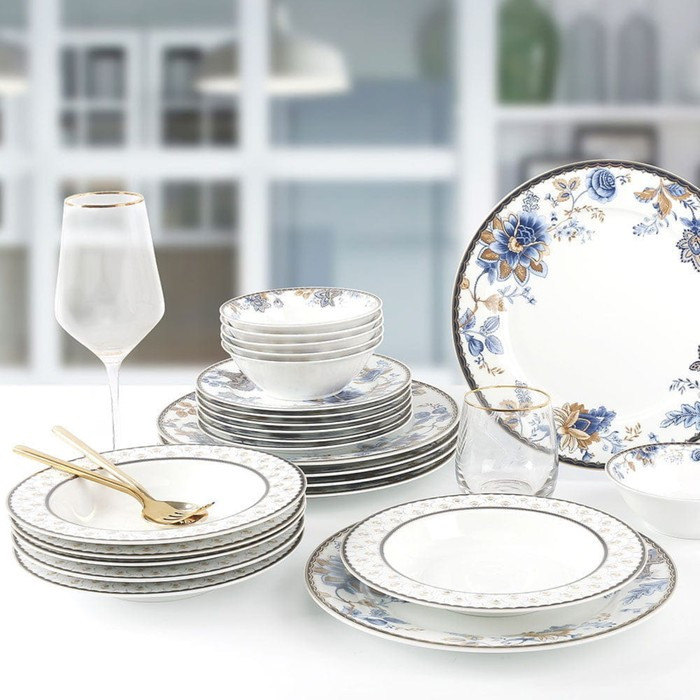 Набор столовой посуды из фарфора, 24 предмета, белый - фото 2 - id-p222796056