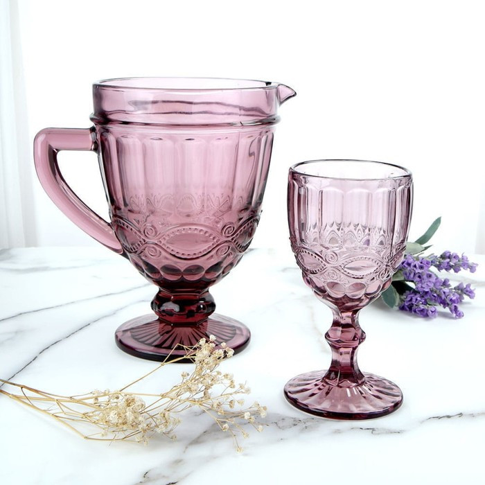 Набор для напитков, 4 бокала и кувшин, розовый - фото 1 - id-p222796061