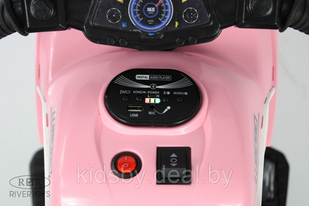 Детский электромотоцикл RiverToys G004GG (розовый) - фото 4 - id-p222810345