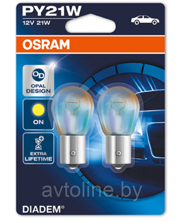 Автомобильные лампы PY21W OSRAM DIADEM 12V (блистер 2шт) 7507LDA-02B