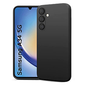 Силиконовый чехол для Samsung Galaxy A34 "SOFT-TOUCH" (бампер) с закрытым низом, черный