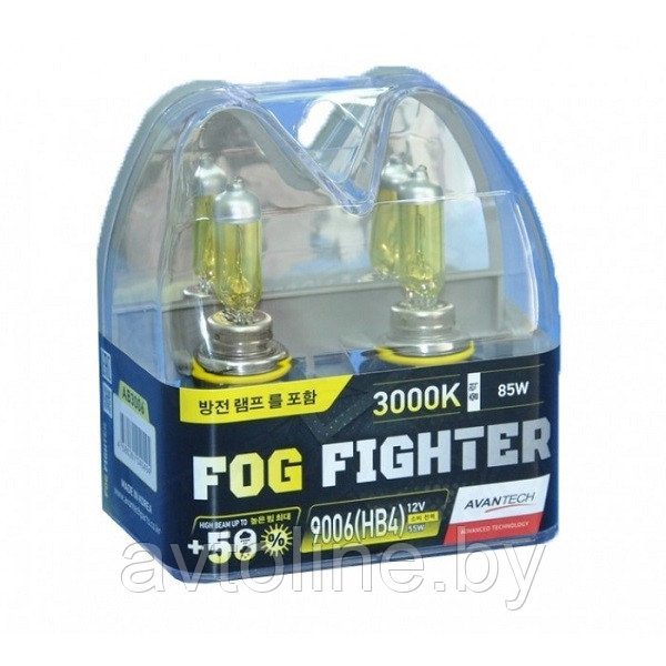 Автомобильные лампы HB4 AVANTECH FOG FIGHTER +50% 3000K (комплект 2 шт) - фото 1 - id-p87759586