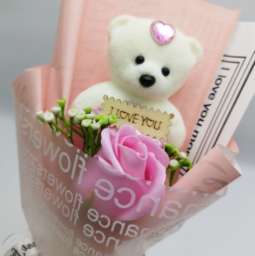 Подарочный букет Мишка с мыльной розой I LOVE You / Подарочный набор - фото 4 - id-p222816976