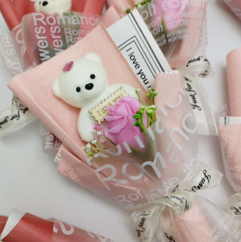 Подарочный букет Мишка с мыльной розой I LOVE You / Подарочный набор
