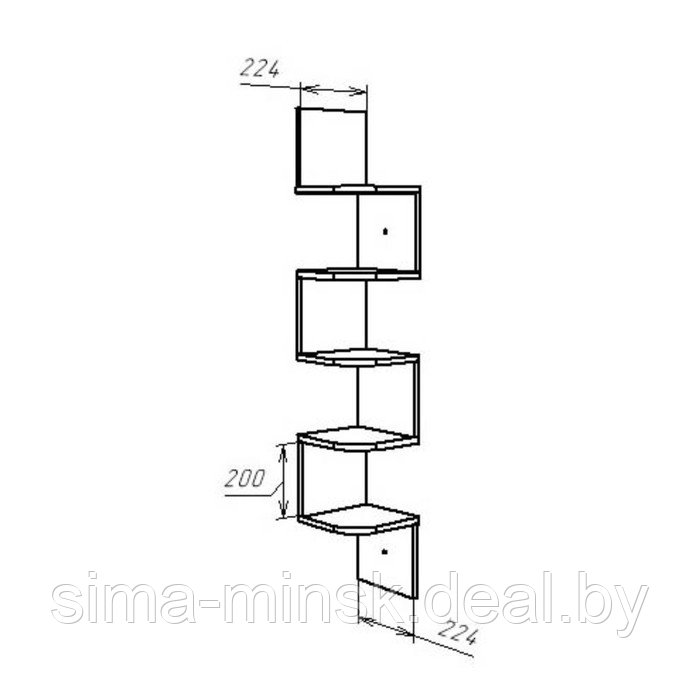 Полка угловая навесная Лофт, 224х224х1280, Венге - фото 2 - id-p222816842