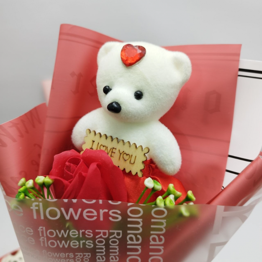 Подарочный букет Мишка с мыльной розой I LOVE You / Подарочный набор - фото 6 - id-p222816986