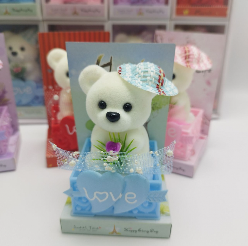 Подарочный Мишка с розой Love в коробке Happy Life / Сувенир на праздник - фото 2 - id-p222817080