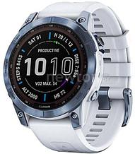 Умные часы Garmin Fenix 7 Sapphire Solar 47 мм (голубой минерал/белый камень)