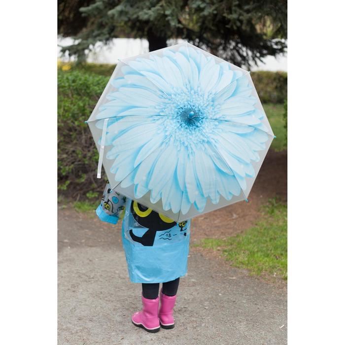 Зонт-трость «Гербера», полуавтоматический, со свистком, R=41см, цвет голубой - фото 6 - id-p222819530