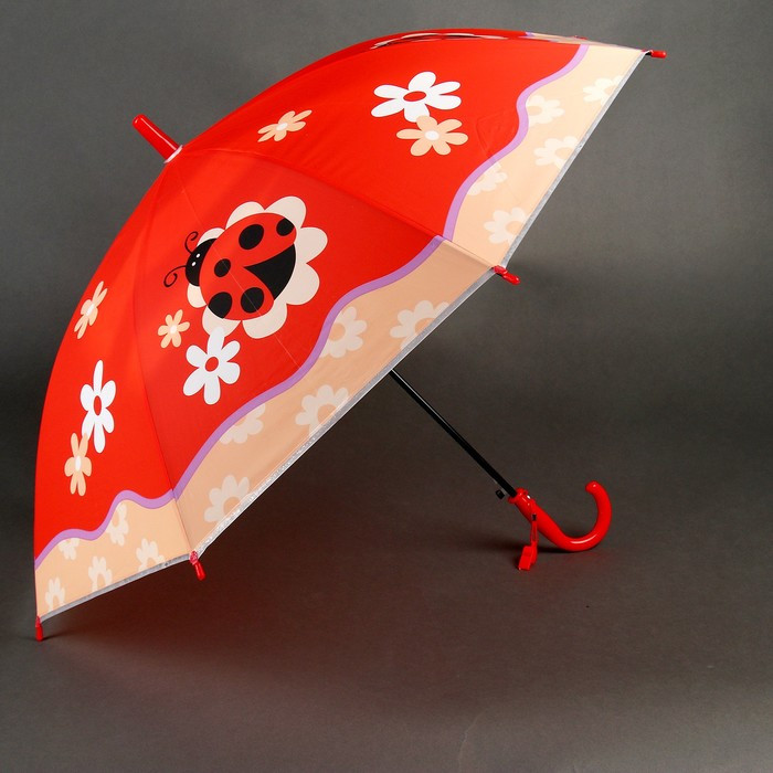 Зонт детский «Божья коровка», полуавтоматический, r=40см, цвет красный - фото 1 - id-p222819532