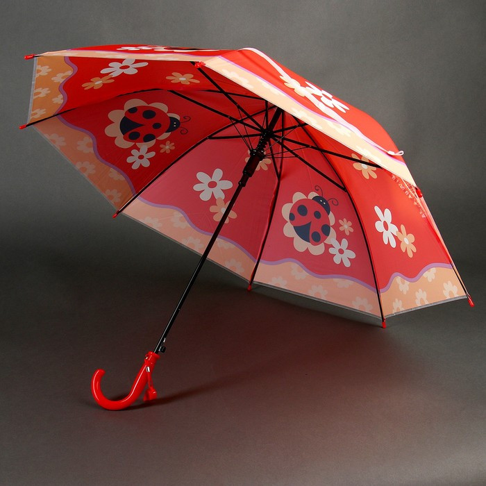 Зонт детский «Божья коровка», полуавтоматический, r=40см, цвет красный - фото 3 - id-p222819532