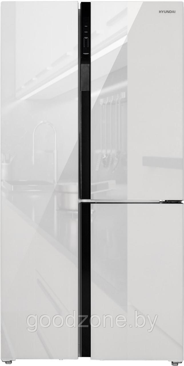 Холодильник side by side Hyundai CS6073FV (белое стекло) - фото 1 - id-p222819605