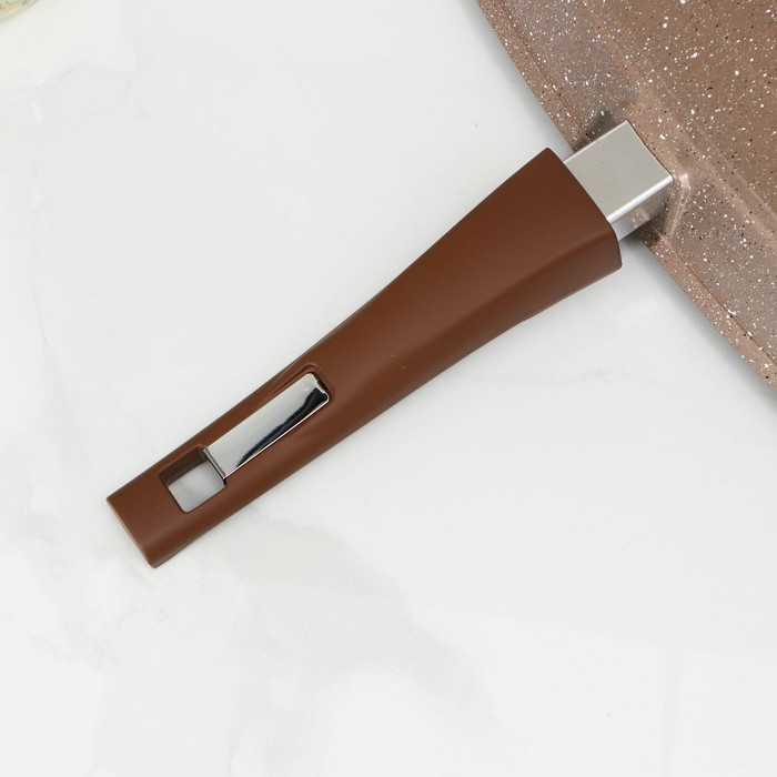 Сковорода-гриль «Гранит Brown», квадратная, 28×28 см, съёмная ручка, стеклянная крышка, антипригарное - фото 6 - id-p222820124