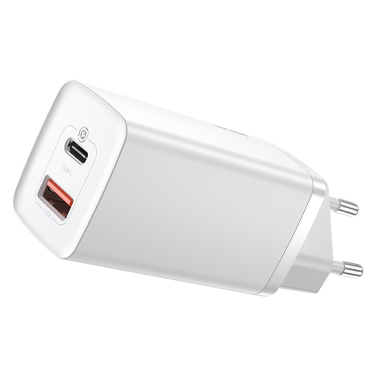 Сетевое зарядное устройство Baseus GaN2 Lite Quick Charger Type-C + USB 65W, CCGAN2L-B02 Белое - фото 2 - id-p221869725