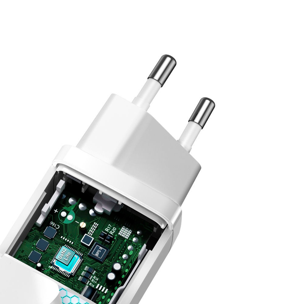 Сетевое зарядное устройство Baseus GaN2 Lite Quick Charger Type-C + USB 65W, CCGAN2L-B02 Белое - фото 6 - id-p221869725