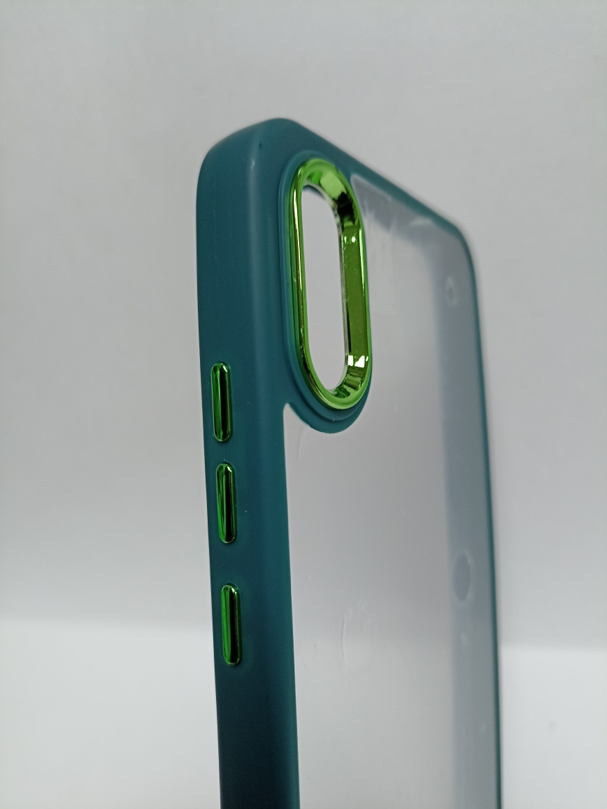 Чехол Xiaomi Redmi 9A силиконовый прозрачный с цветным ободком зеленый - фото 2 - id-p222826096