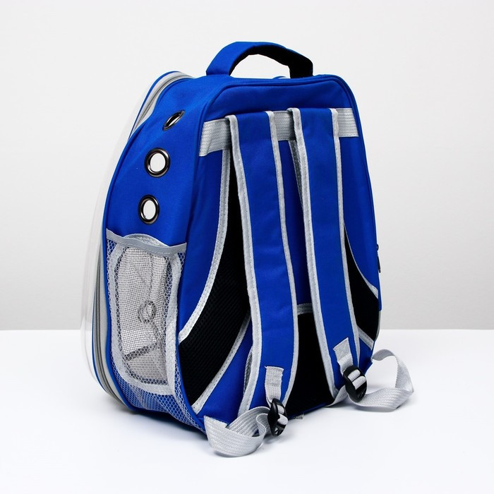 Рюкзак для переноски животных "Котик", прозрачный, 34 х 25 х 40 см, синий - фото 3 - id-p222823554