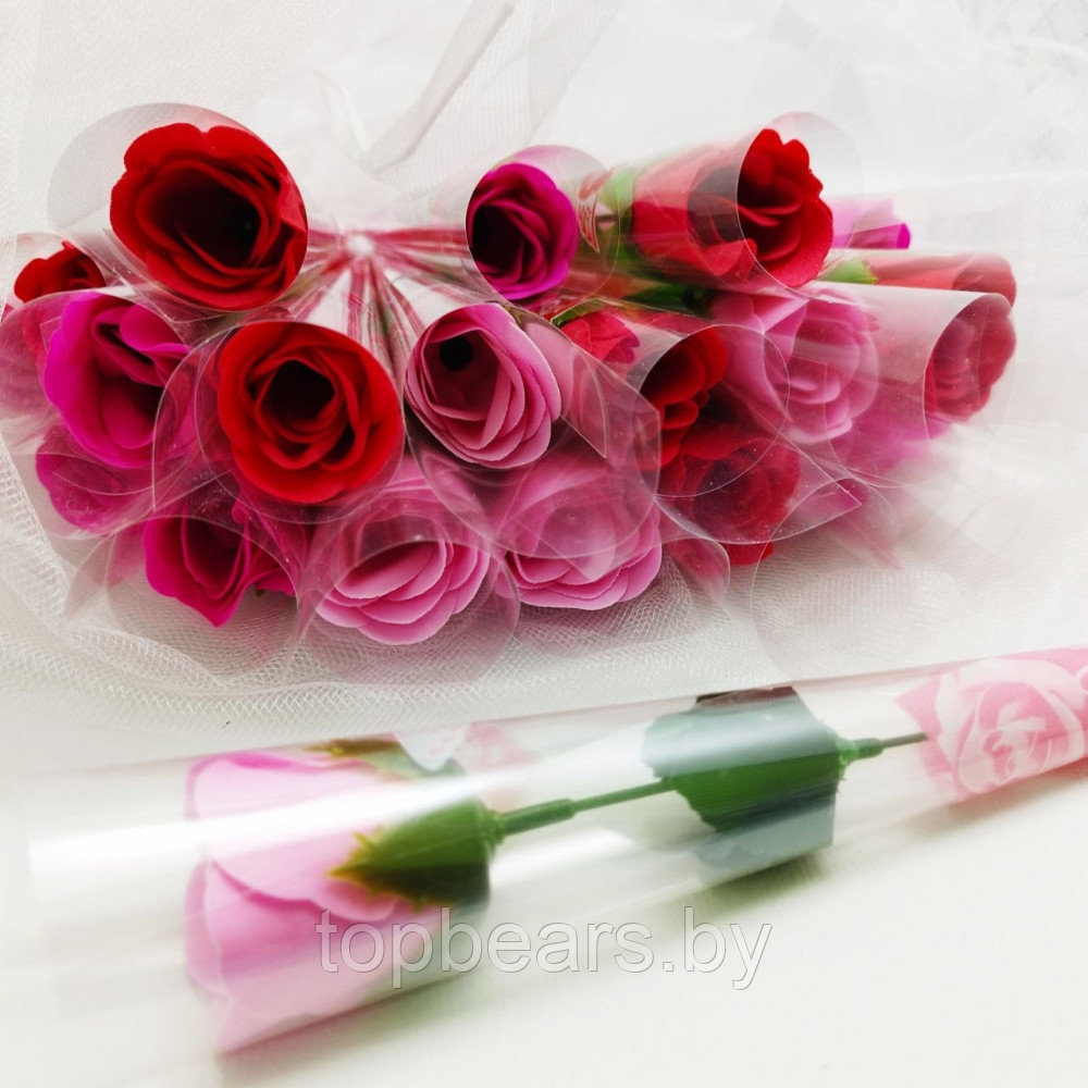Мыльная роза в подарочной упаковке / Роза из мыла Нежно-розовый - фото 2 - id-p222829319