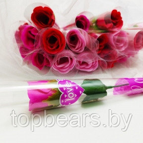 Мыльная роза в подарочной упаковке / Роза из мыла Ярко-розовый