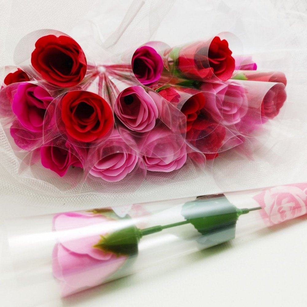 Мыльная роза в подарочной упаковке / Роза из мыла Нежно-розовый - фото 2 - id-p222829473