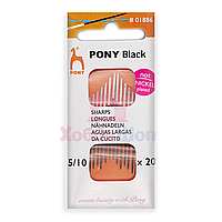 Иглы для ручного шитья Black Sharps №5/10 20шт PONY 01886