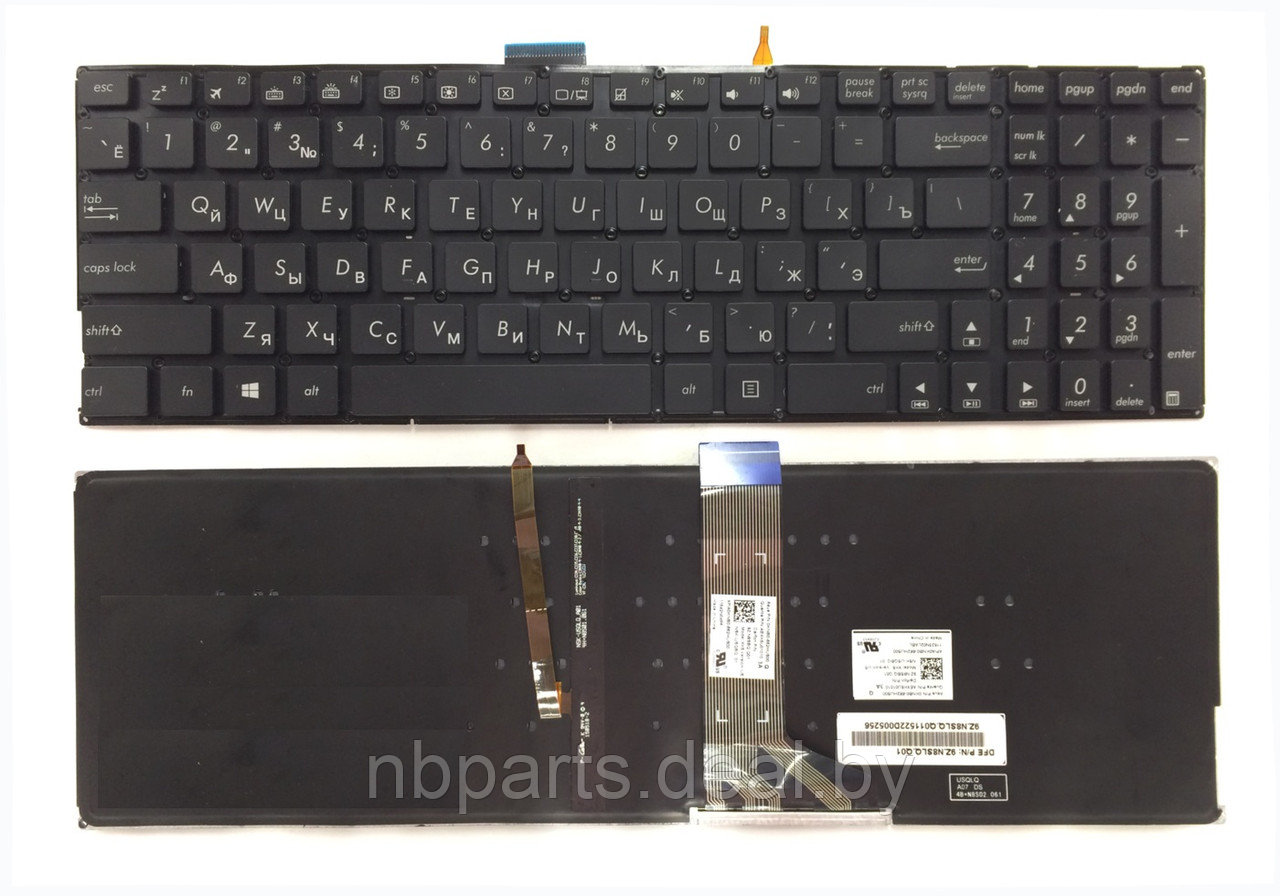 Клавиатура для ноутбука ASUS VivoBook K501 G74 A501 X555, чёрная, с подсветкой, RU